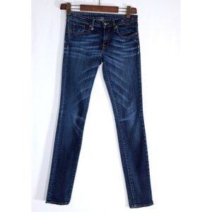 R13 Women's Size 27 Dark Blue Skinny Jeans Low-Rise Faded 5 Pocket Italian Denim